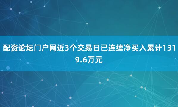 配资论坛门户网近3个交易日已连续净买入累计1319.6万元